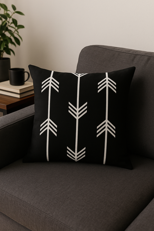 housse de coussin géométrique noir et blanc pour décoration intérieure - vue 2 sur 2