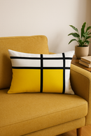 housse de coussin géométrique noir et jaune 30 x 50 cm