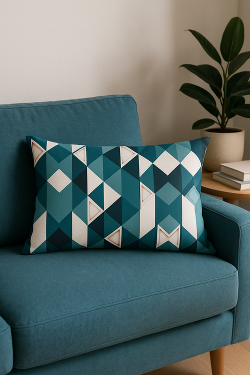 housse de coussin géométrique noir et jaune 30 x 50 cm - vue 2 sur 2