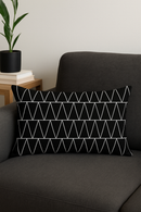 housse de coussin géométrique noir et jaune 30x50 cm