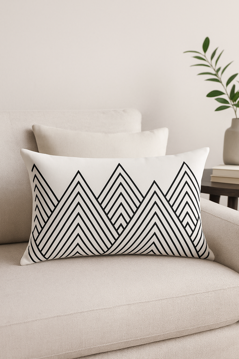 housse de coussin géométrique noir et jaune 30x50 cm