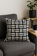 housse de coussin géométrique noire et blanche décorative à lignes ondulées
