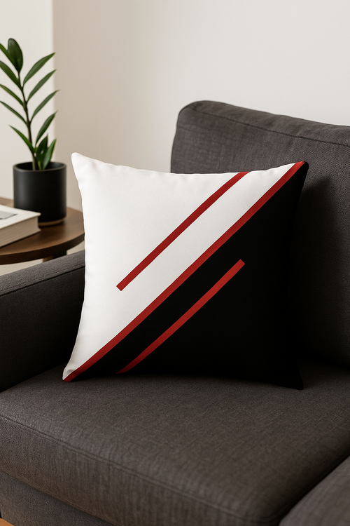 housse de coussin géométrique noire et rouge pour canapé