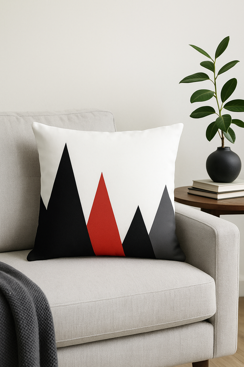 housse de coussin géométrique noire et rouge tendance - vue 2 sur 2