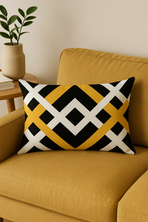 housse de coussin géométrique nordique à rayures colorées 30 x 50 cm - vue 2 sur 2