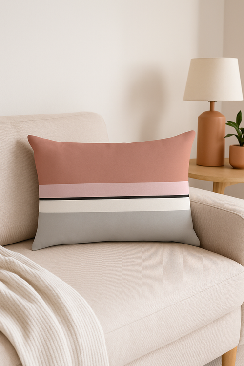 housse de coussin géométrique nordique jaune et rouge 30 x 50 cm - vue 3 sur 2
