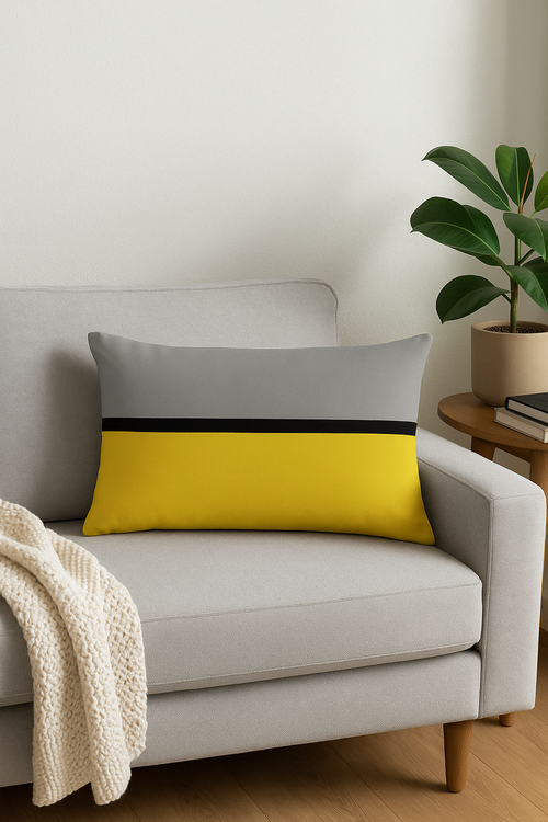 housse de coussin géométrique nordique jaune et rouge 30x50 cm - vue 2 sur 2
