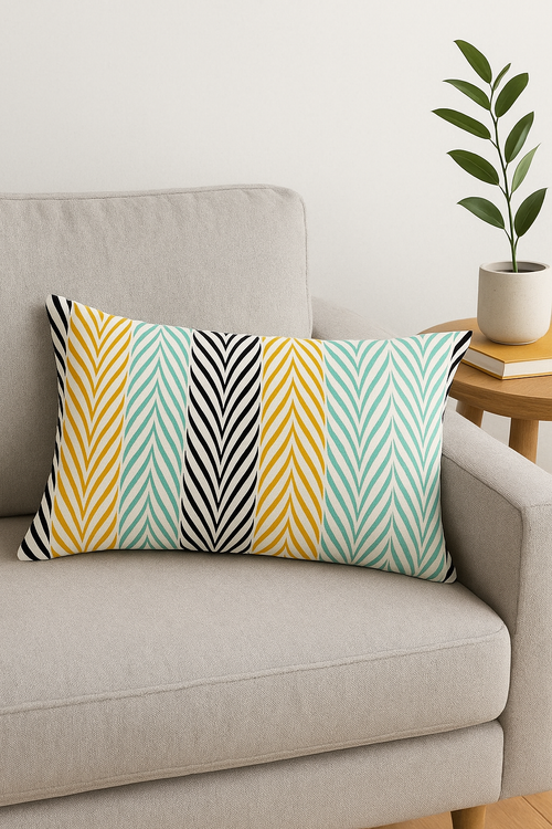 housse de coussin géométrique nordique rayée 30 x 50 cm - vue 2 sur 2