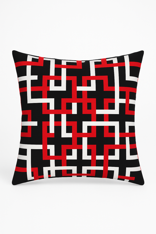 housse de coussin géométrique rouge et noire pour canapé