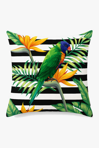 housse de coussin imprimée motif perroquet tropical pour canapé