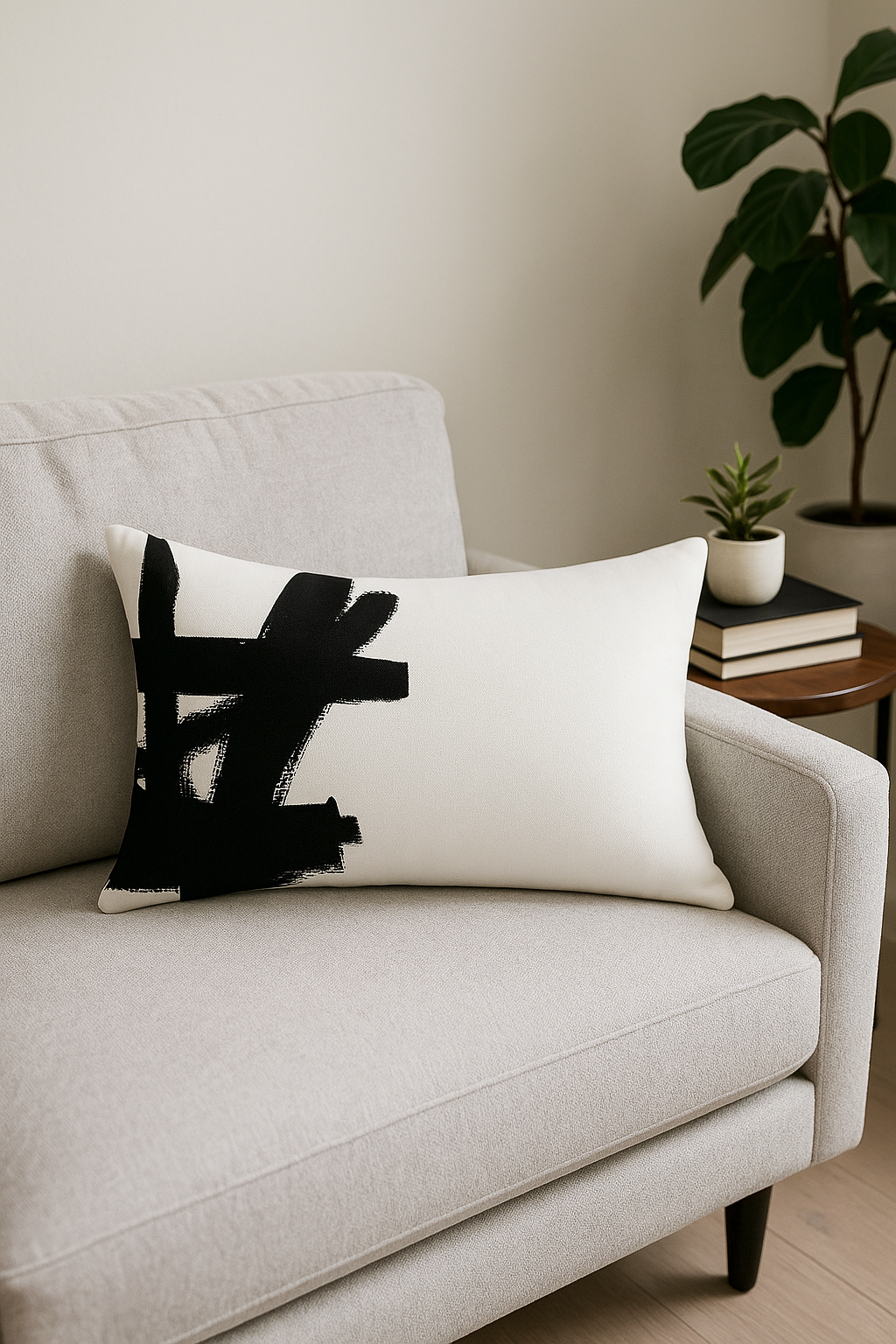 housse de coussin imprimé géométrique noir et blanc décoratif - vue 2 sur 2