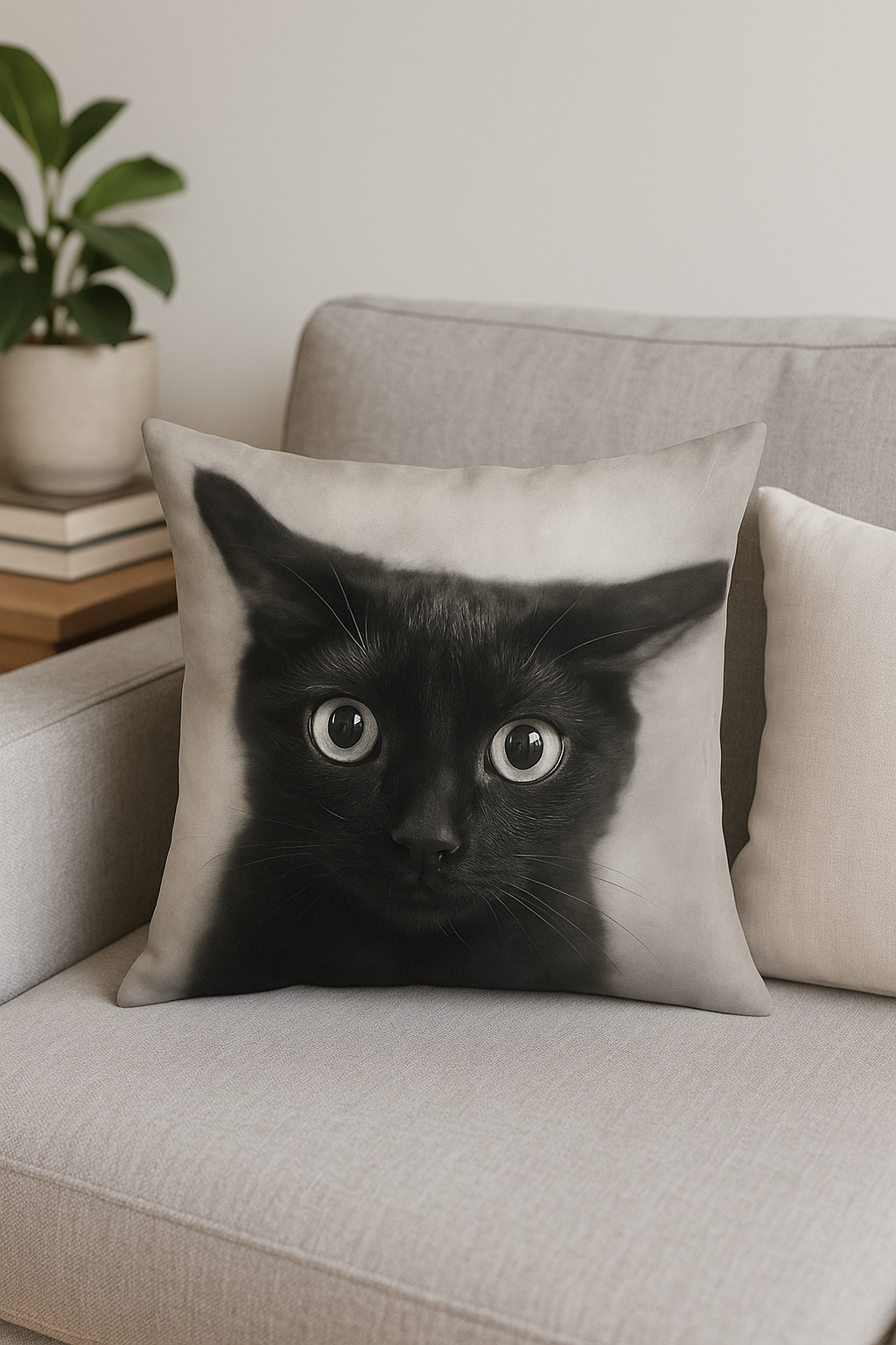 housse de coussin imprimée chat noir pour décoration intérieure - vue 3 sur 2