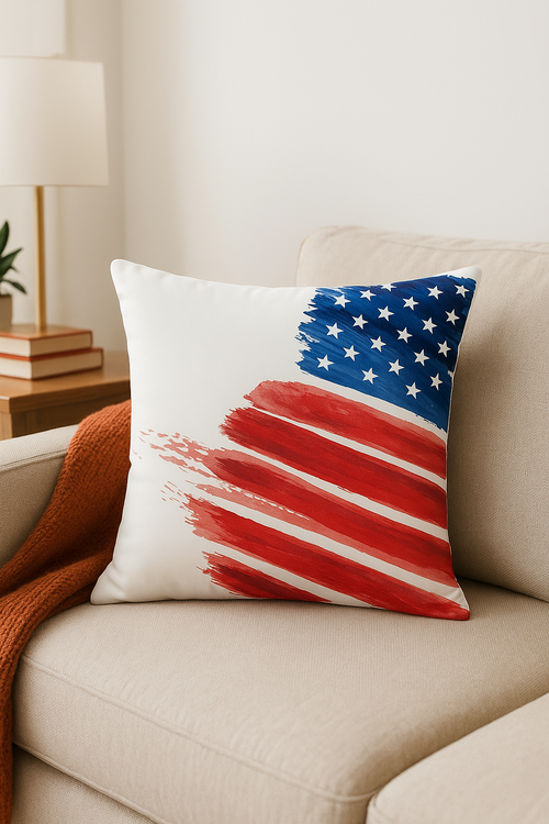 housse de coussin imprimée love usa décorative pour le 4 juillet - vue 2 sur 2