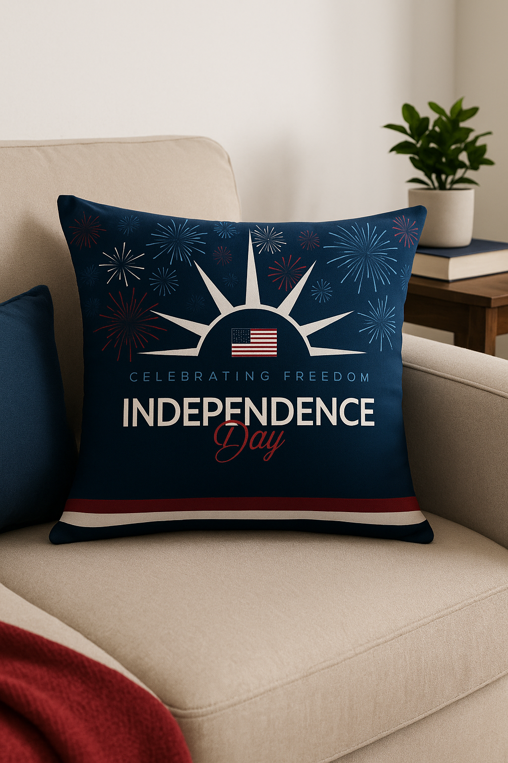 housse de coussin imprimée love usa pour célébrer l'indépendance américaine - vue 3 sur 2