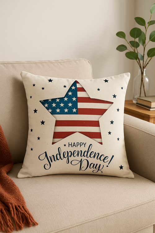 housse de coussin imprimée love usa pour le jour de l'indépendance - vue 2 sur 2