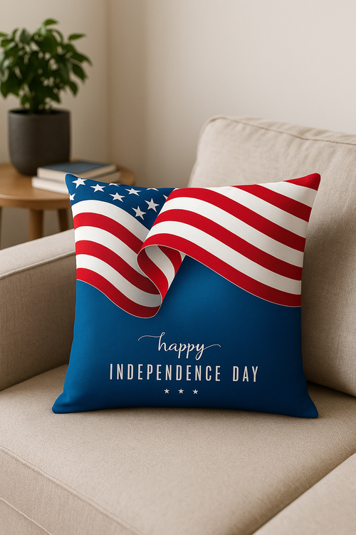 housse de coussin imprimée love usa pour le jour de l'indépendance - vue 2 sur 2