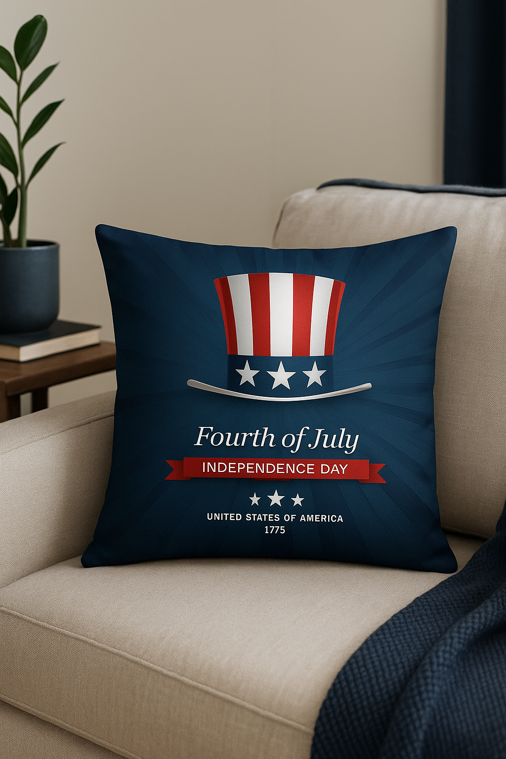 housse de coussin imprimée love usa pour le jour de l'indépendance - vue 3 sur 2