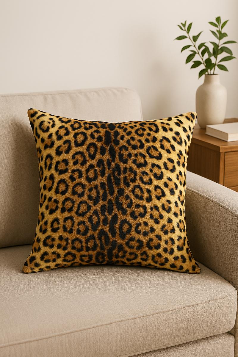 housse de coussin léopard en peluche courte 45x45 60x60 cm