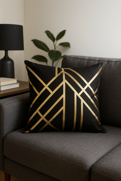 housse de coussin moderne à motif géométrique feuillage - vue 2 sur 2