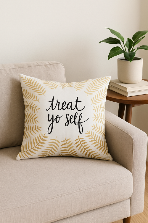 housse de coussin moderne avec motif géométrique de feuilles - vue 2 sur 2
