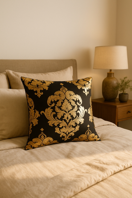 housse de coussin moderne avec motif géométrique végétal - vue 2 sur 2