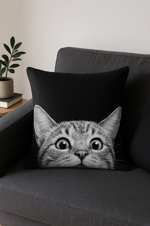 housse de coussin moderne géométrique noir et blanc - vue 2 sur 2
