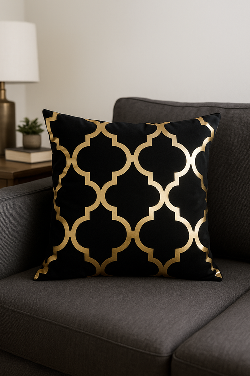 housse de coussin moderne motif géométrique feuille verte - vue 2 sur 2