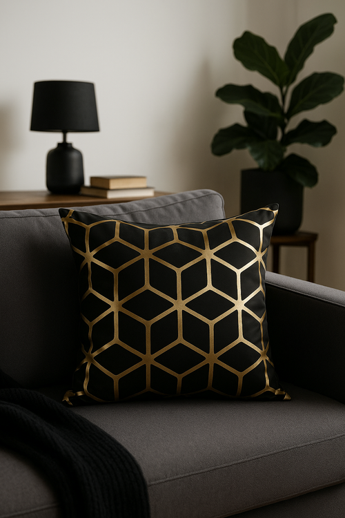 housse de coussin moderne motif géométrique feuilles décoratives - vue 2 sur 2