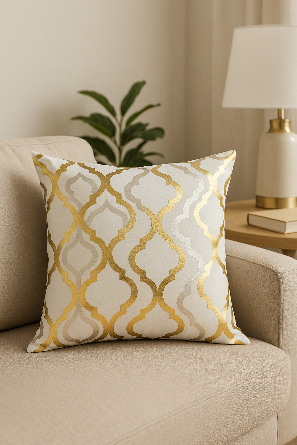 housse de coussin moderne motif géométrique feuilles pour canapé - vue 3 sur 2