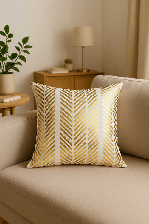 housse de coussin moderne motif géométrique feuilles vertes - vue 2 sur 2