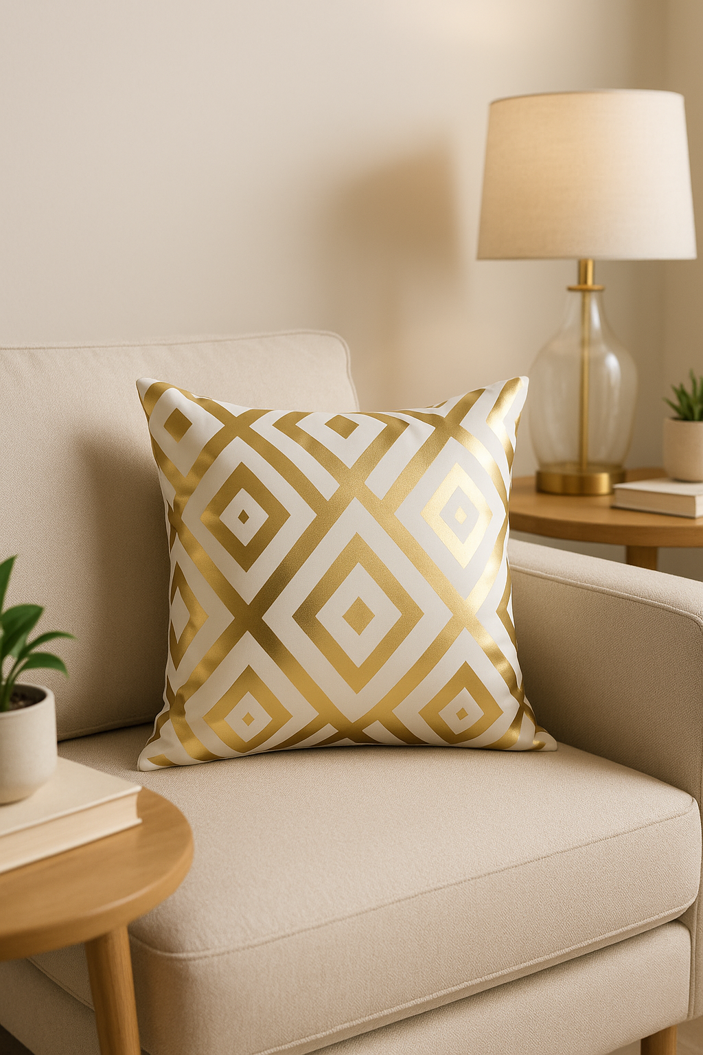 housse de coussin moderne motif géométrique feuilles vertes