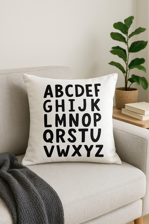 housse de coussin moderne noir et blanc motif géométrique décoratif - vue 2 sur 2