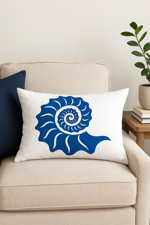 housse de coussin motif animaux marins bleus 30 x 50 cm - vue 2 sur 2
