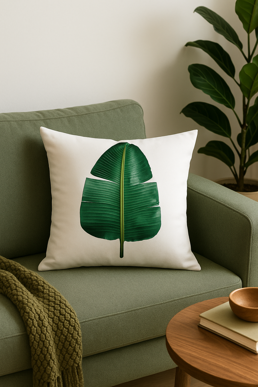 housse de coussin motif cactus monstera et plantes tropicales