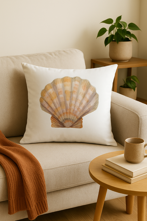 housse de coussin motif coquillage style marin décoratif - vue 2 sur 2