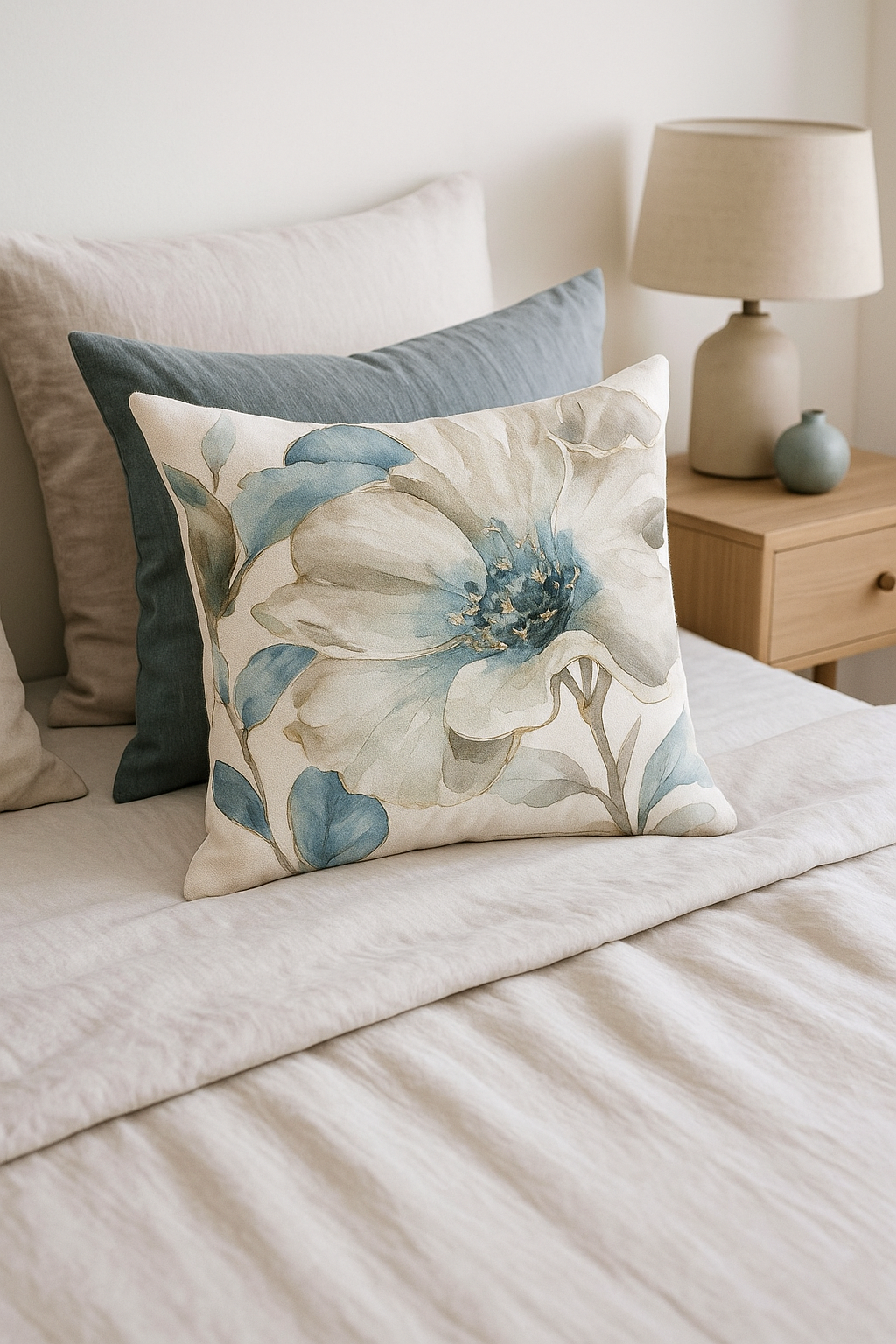 housse de coussin motif floral feuilles de ginkgo - vue 3 sur 2