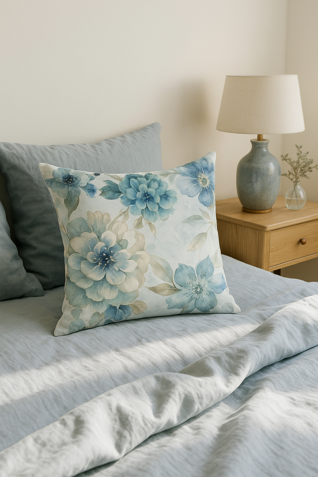 housse de coussin motif floral ginkgo pour déco intérieure