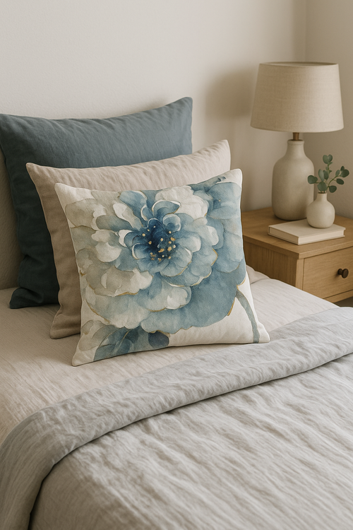 housse de coussin motif floral ginkgo pour salon et chambre - vue 2 sur 2