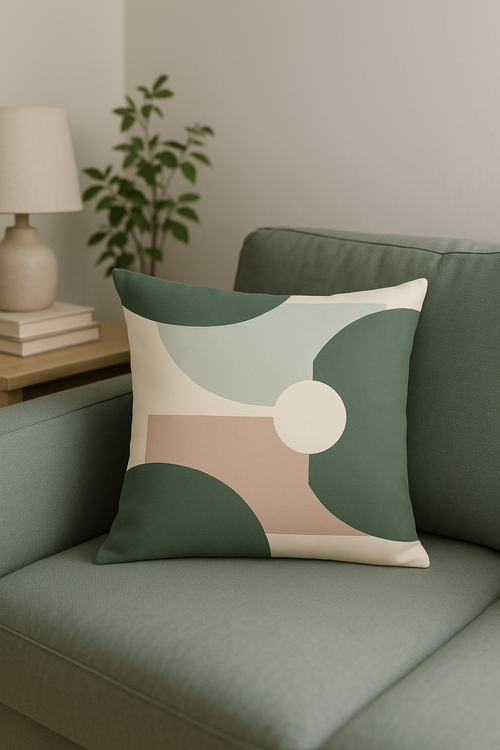 housse de coussin motif floral vert style abstrait - vue 2 sur 2