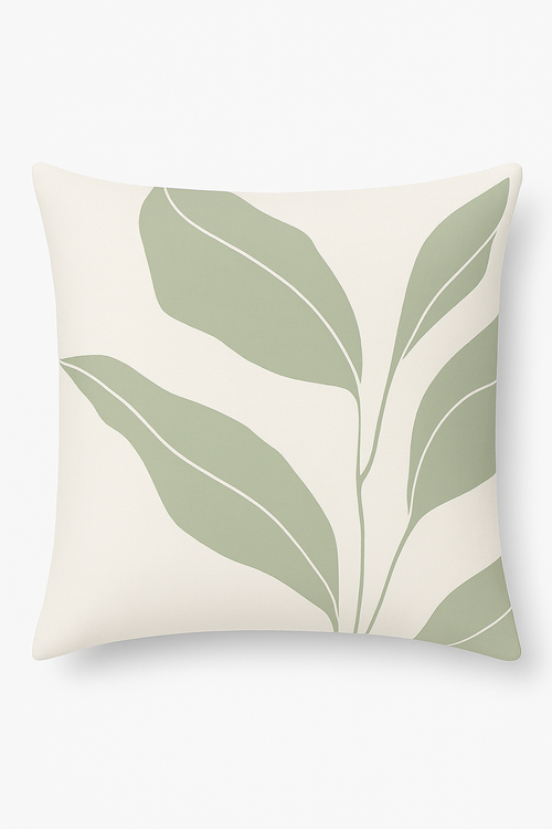 housse de coussin motif floral vert style abstrait  décoratif