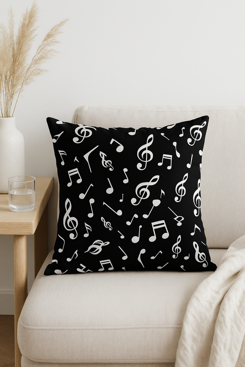 housse de coussin motif notes de musique pour intérieur et voiture - vue 2 sur 2