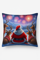 housse de coussin motif père noël et bonhommes de neige