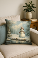 housse de coussin motif père noël et chalet hiver