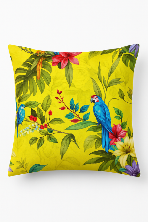 housse de coussin motif perroquet style tropical pour canapé