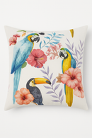 housse de coussin motif perroquet style tropical pour canapé