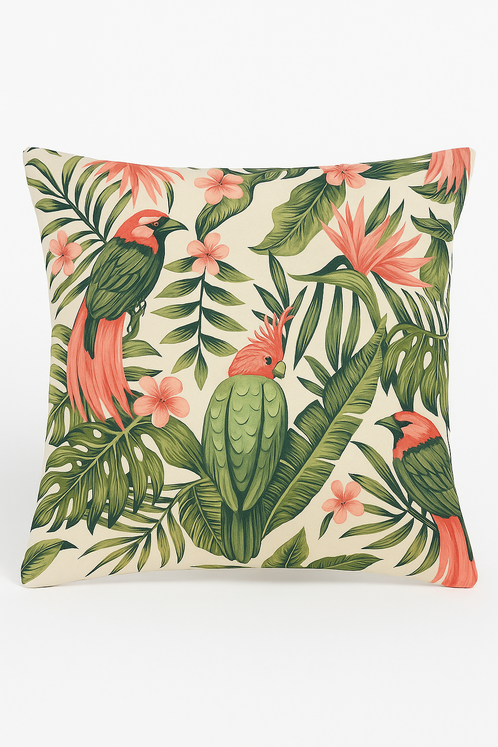 housse de coussin motif perroquet style tropical pour salon