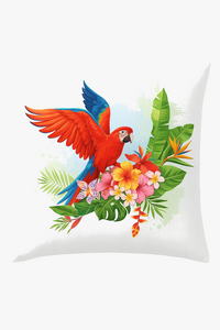 housse de coussin motif perroquet tropical pour canapé