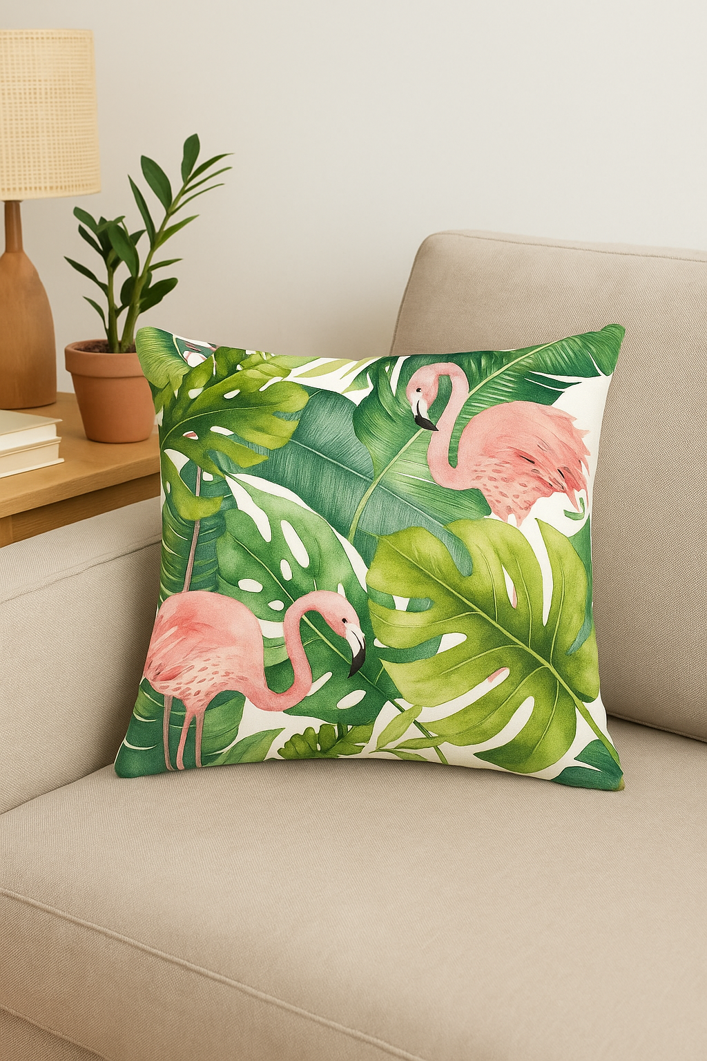 housse de coussin motif plantes tropicales pour canapé élégant