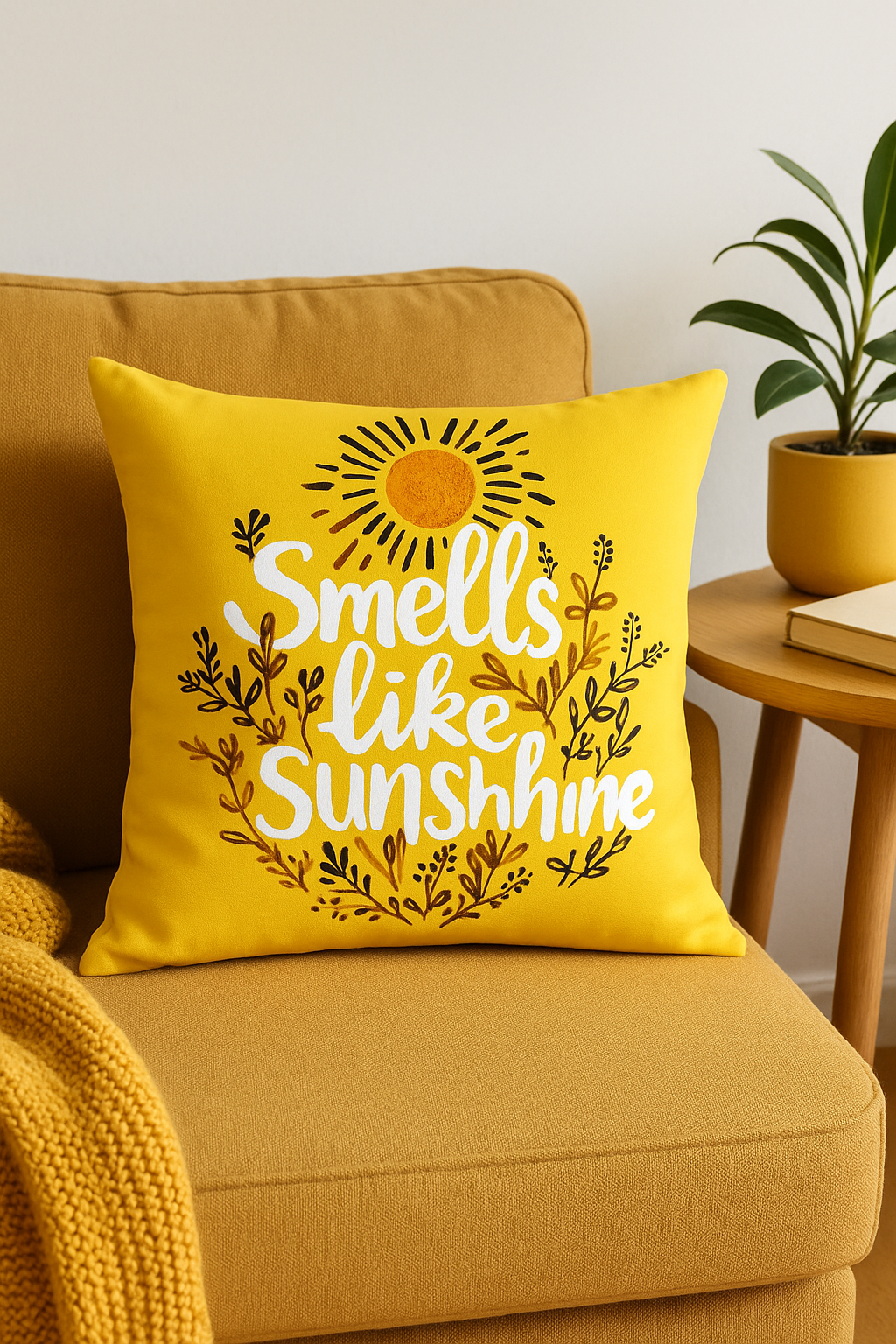 housse de coussin motif tournesol créatif jaune 45x45 cm - vue 3 sur 2