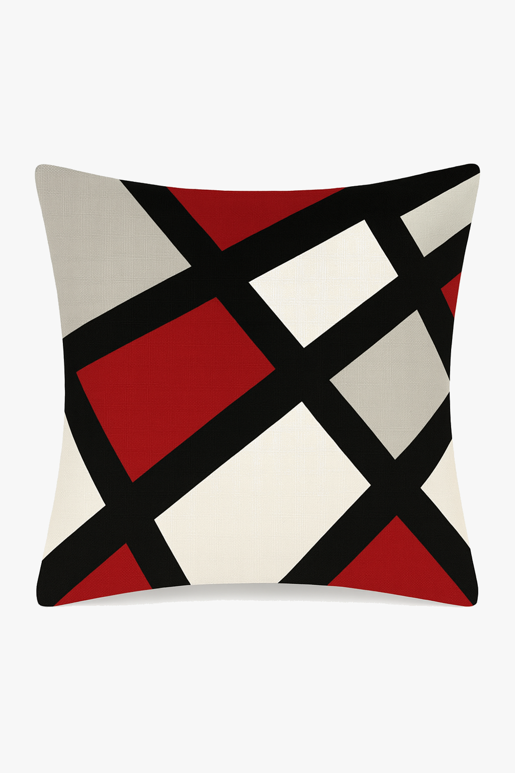housse de coussin noire et rouge à motif géométrique
